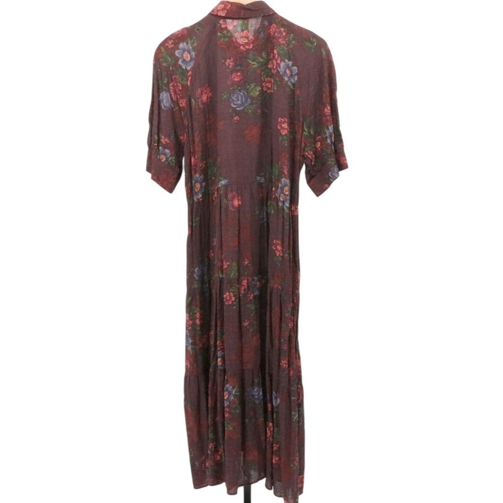 Natural Life Rebecca Boho Floral Midi Dress Puff Sleeve Tiered XL - Picture 3 of 11
